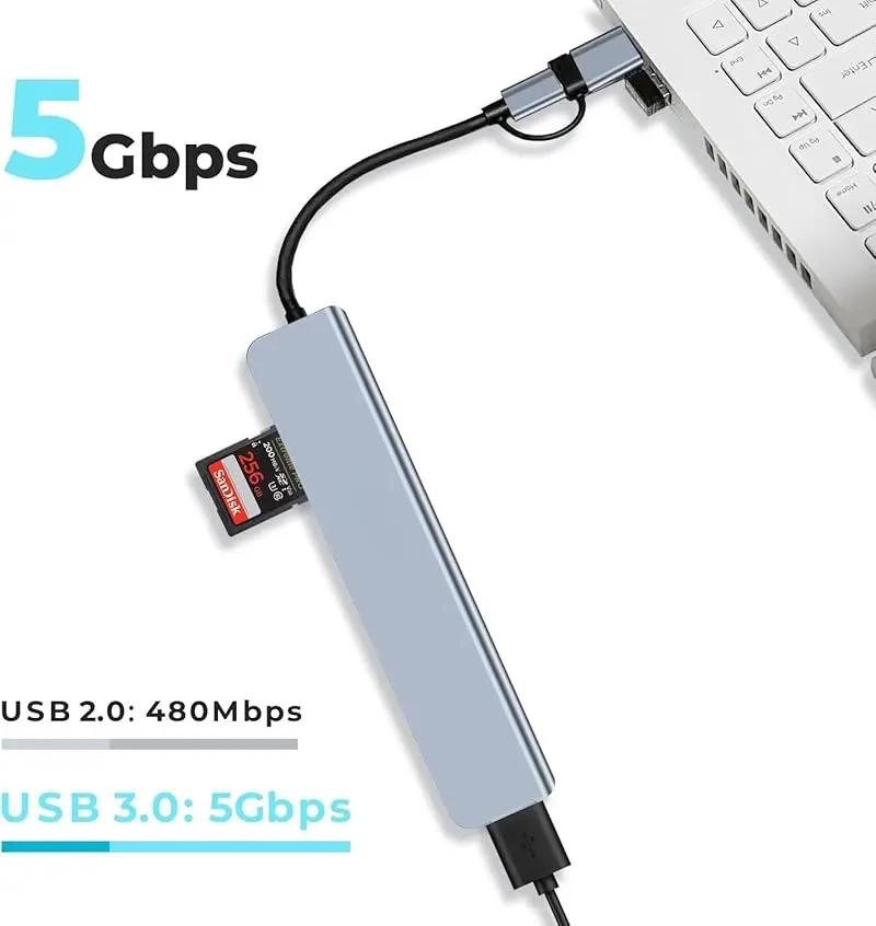 ADAPTADOR USB TIPO C 8 PUERTOS PARA ORDENADORES Y DISPOSITIVOS - 4