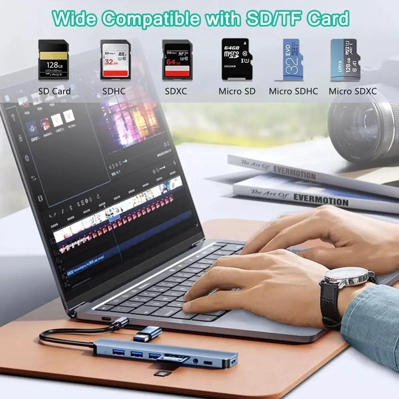 ADAPTADOR USB TIPO C 8 PUERTOS PARA ORDENADORES Y DISPOSITIVOS - 6