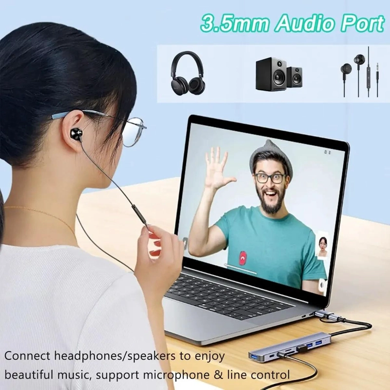 ADAPTADOR USB TIPO C 8 PUERTOS PARA ORDENADORES Y DISPOSITIVOS - 7