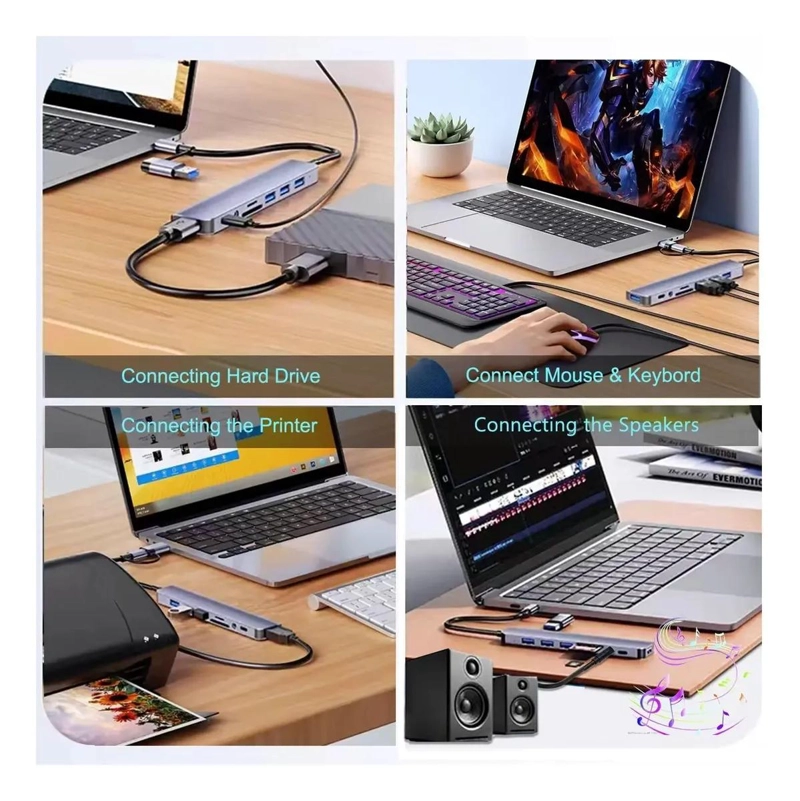 ADAPTADOR USB TIPO C 8 PUERTOS PARA ORDENADORES Y DISPOSITIVOS - 9