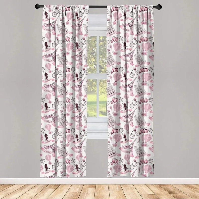 CORTINAS PARA VENTANA DISEÑO AMOR EN PARIS JUEGO DE 2 - 2