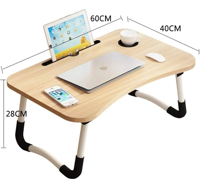 MESA PLEGABLE MULTIUSO PARA CAMA Y SOFA CON PORTAVASO - 3