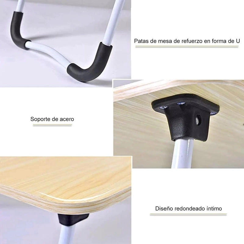 MESA PLEGABLE MULTIUSO PARA CAMA Y SOFA CON PORTAVASO - 4