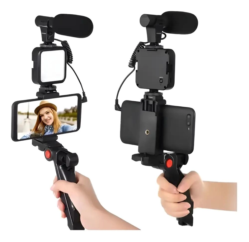 ESTABILIZADOR DE CELULAR CON TRIPODE Y MICROFONO PARA GRABACION - 1