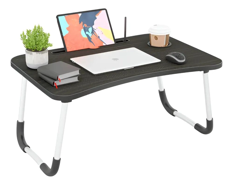 MESA PLEGABLE PORTATIL PARA LAPTOP COLOR NEGRO 60X40 CM - 1
