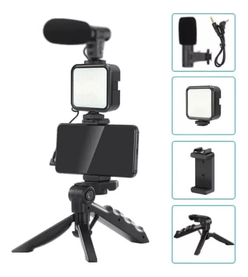 ESTABILIZADOR DE CELULAR CON MICROFONO Y LUZ LED - 5
