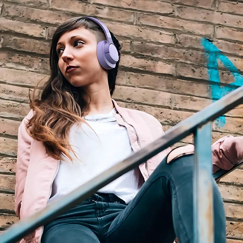 AUDIFONOS BLUETOOTH INALAMBRICOS VIOLETA CON CANCELACION DE RUIDO - 3
