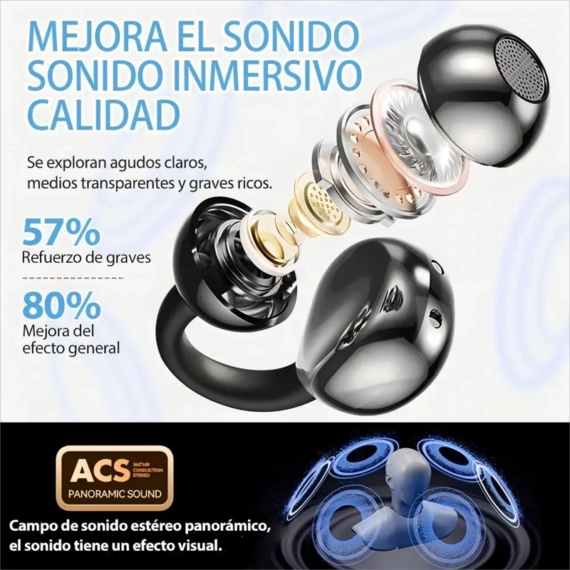 AUDIFONOS INALAMBRICOS BLUETOOTH OPEN EAR CON MICROFONO HD - 8