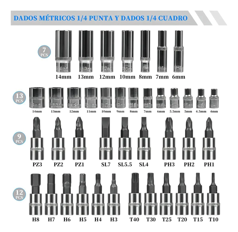 JUEGO DE HERRAMIENTAS MANUALES DE 53 PIEZAS PARA PROYECTOS DOME STICOS - 6