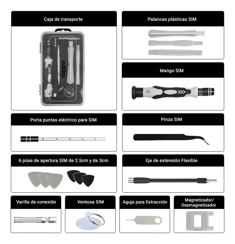 SET DE DESTORNILLADORES DE PRECISION CON 115 PIEZAS PARA REPARACIONES - 2
