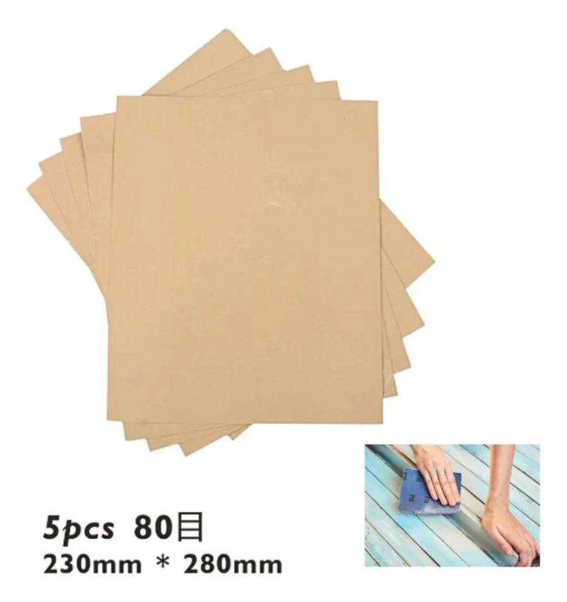 PAPEL DE LIJA GRANO 80 PARA MADERA 23X28 CM PACK DE 5 HOJAS - 1