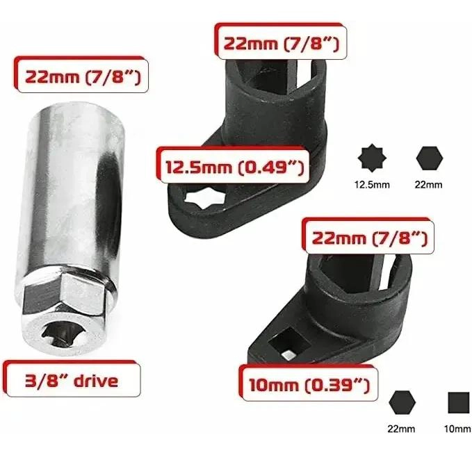 KIT DE 3 DADOS PARA SENSORES DE OXIGENO DE 1/2 Y 3/8 PULGADAS - 3