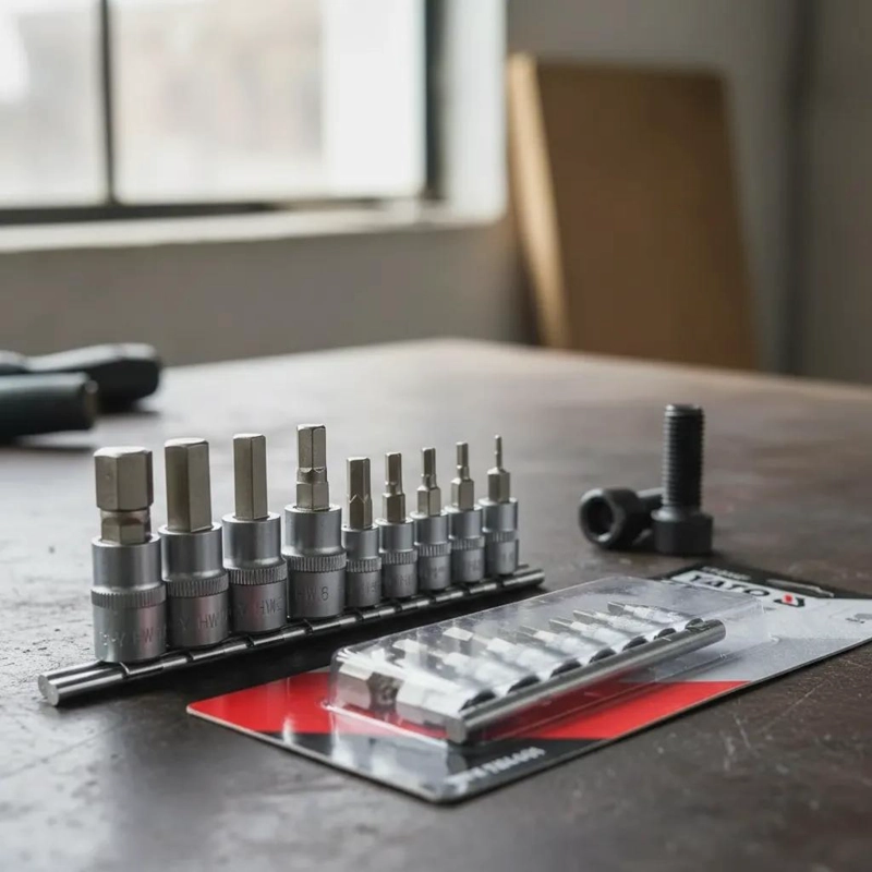 SET DE DADOS MACHO HEXAGONAL 1/4 Y 3/8 - 9 PIEZAS - 1