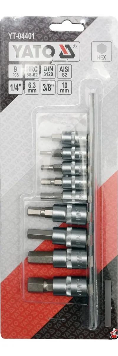 SET DE DADOS MACHO HEXAGONAL 1/4 Y 3/8 - 9 PIEZAS - 4