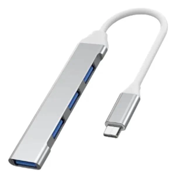 HUB TIPO C CON 4 PUERTOS USB 3.0 DE ALUMINIO - 1