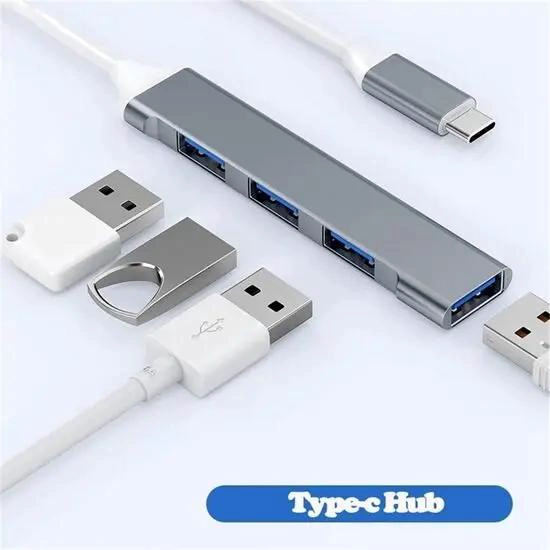 HUB TIPO C CON 4 PUERTOS USB 3.0 DE ALUMINIO - 2