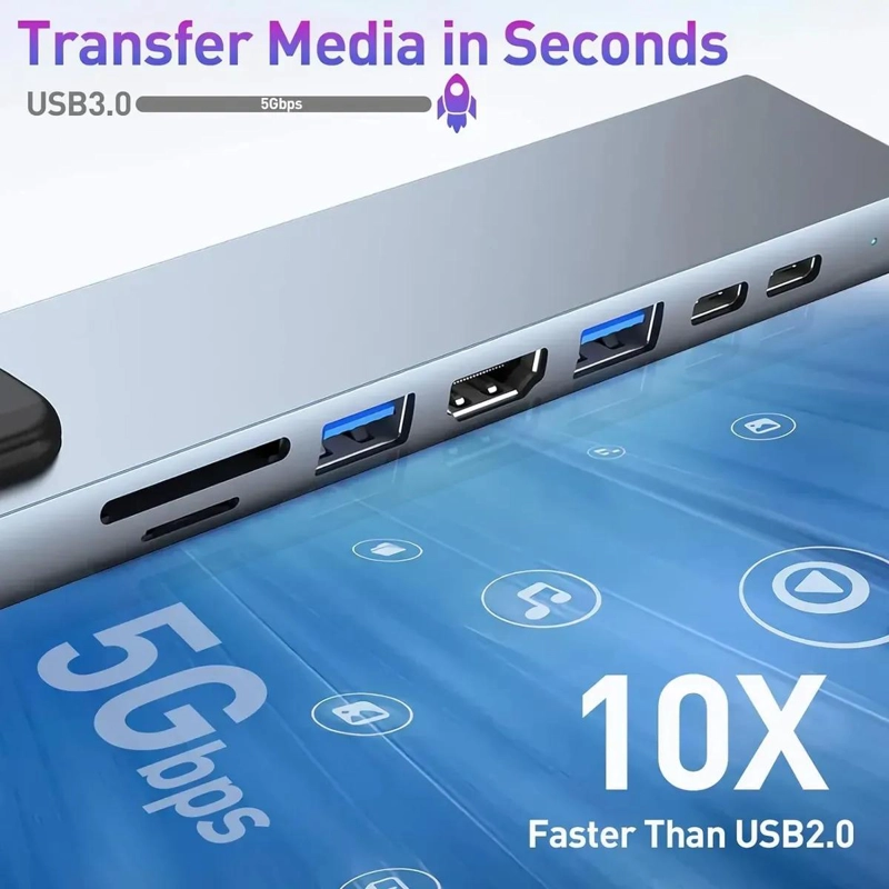 ADAPTADOR HUB USB TIPO C 8 EN 1 CON SALIDA HDMI 4K Y RJ45 - 4