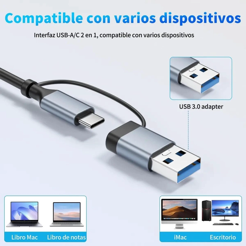 ADAPTADOR MULTIPUERTO USB TIPO C 8 EN 1 CON LECTOR DE TARJETAS - 4