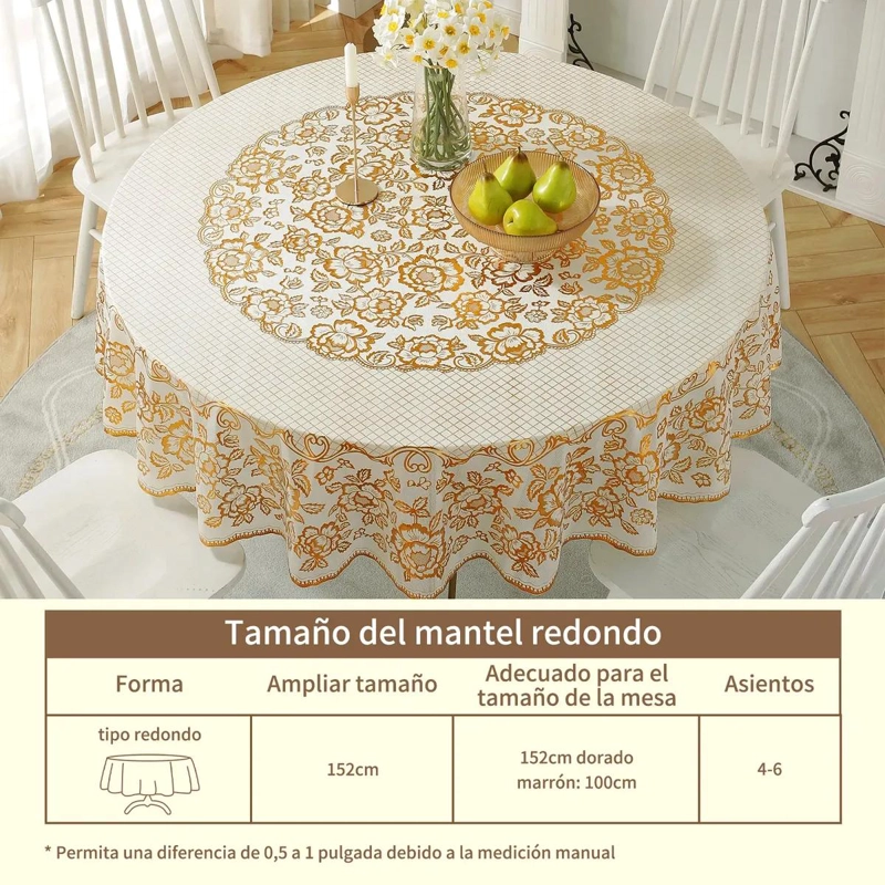 MANTEL REDONDO DE PVC IMPERMEABLE Y RESISTENTE AL ACEITE - 3