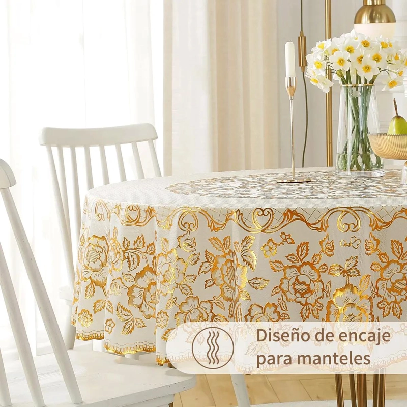 MANTEL REDONDO DE PVC IMPERMEABLE Y RESISTENTE AL ACEITE - 5