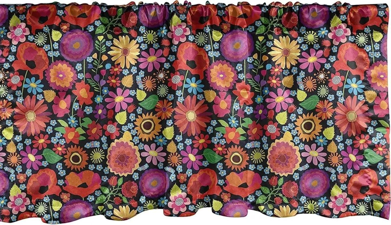 CENEFA FLORAL PARA VENTANA EN TONOS CALIDOS CON ASTERES - 1