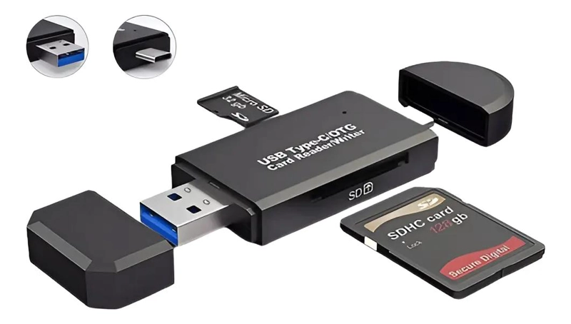 LECTOR DE TARJETAS 3 EN 1 USB C Y USB A PARA MICRO SD - 1