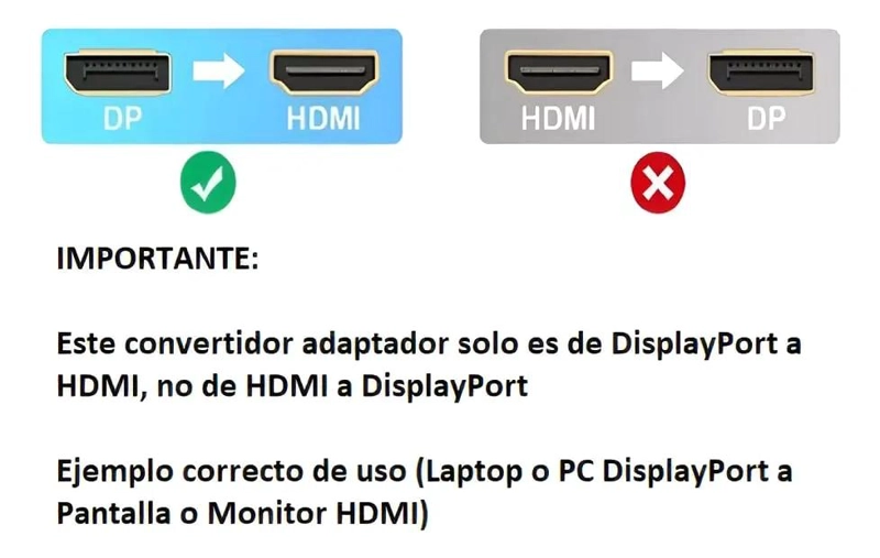 ADAPTADOR DISPLAYPORT A HDMI 4K PARA MONITORES Y PANTALLAS - 5