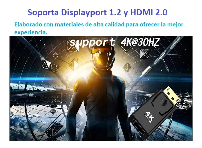 ADAPTADOR DISPLAYPORT A HDMI 4K PARA MONITORES Y PANTALLAS - 6