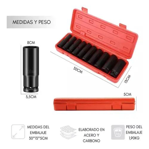 SET DE DADOS DE IMPACTO 10 PIEZAS 8 A 24 MM - 4