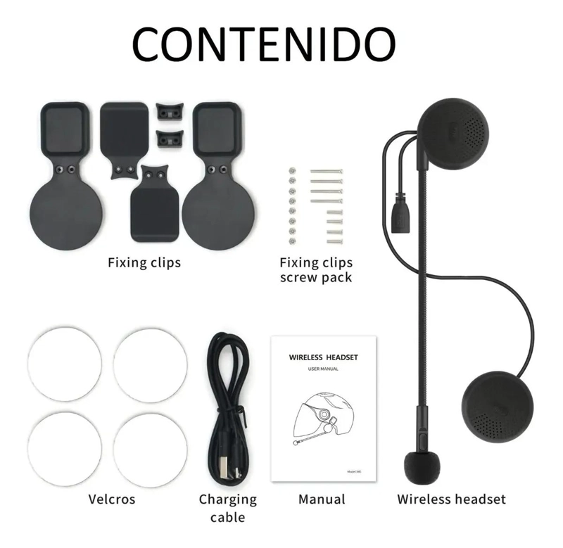 AUDIFONOS BLUETOOTH MANOS LIBRES PARA MOTOCICLISMO CON TECNOLOGIA AVANZADA - 6