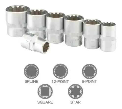 JUEGO DE DADOS POLIGONALES 19 PIEZAS 8MM A 32MM - 2