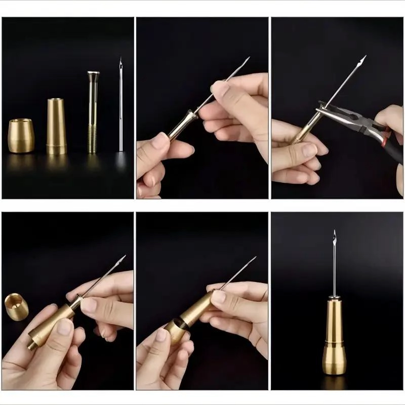 JUEGO DE PUNZONES PARA COSER CUERO Y LONA CON AGUJAS INTERCAMBIABLES - 4