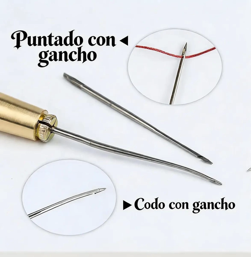 JUEGO DE PUNZONES PARA COSER CUERO Y LONA CON AGUJAS INTERCAMBIABLES - 5