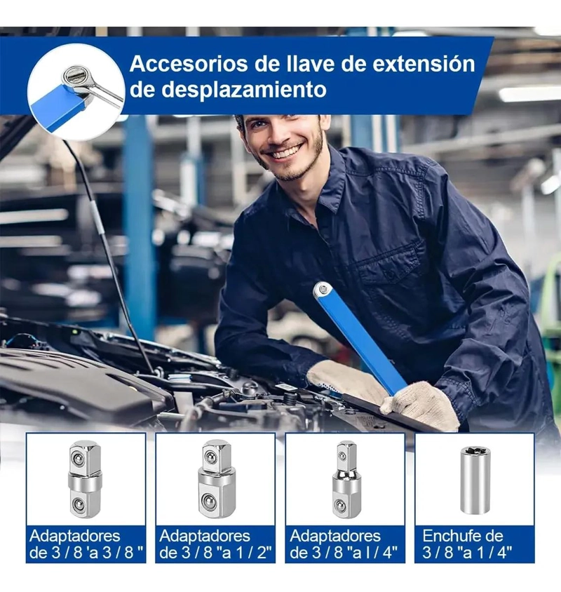 KIT DE LLAVES DE EXTENSION OFFSET MULTIFUNCIONAL PARA TALLER - 7