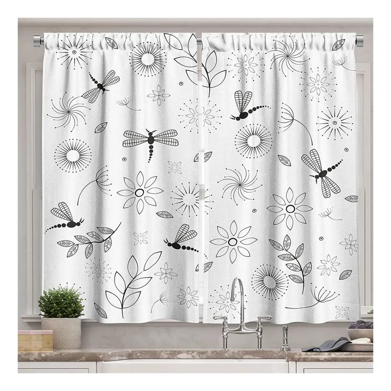 CORTINAS DE COCINA CON DISEÑO DE LIBE LULA Y FLORES - 1