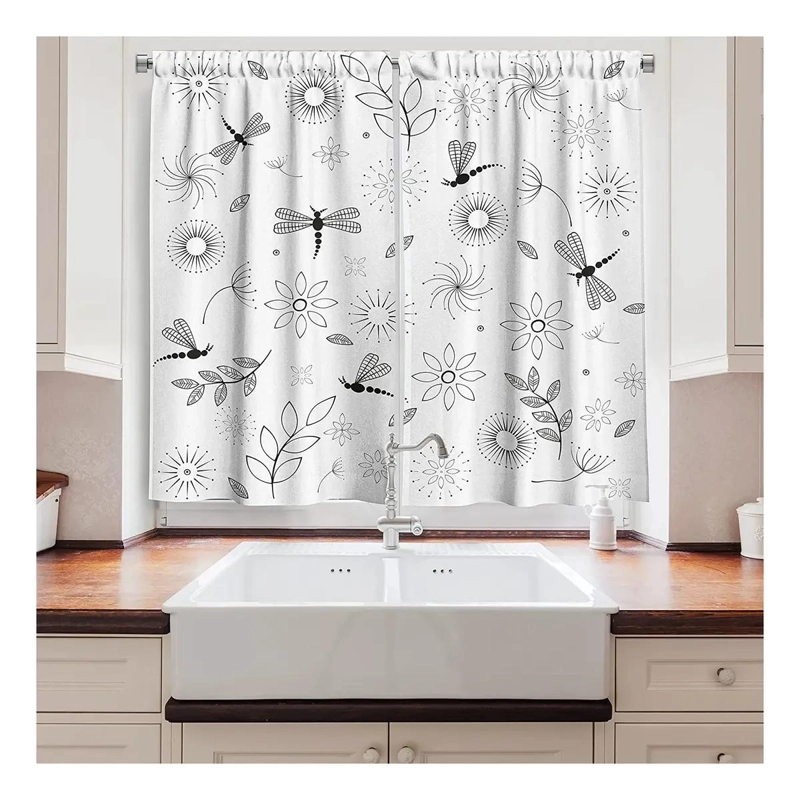 CORTINAS DE COCINA CON DISEÑO DE LIBE LULA Y FLORES - 2