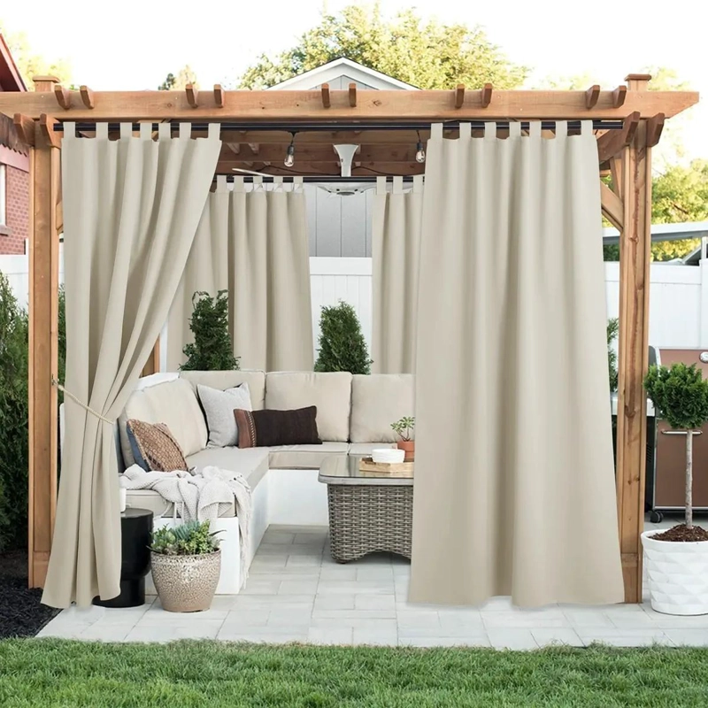 CORTINAS IMPERMEABLES PARA PATIO CON 2 PANELES OSCURECEDORES - 8