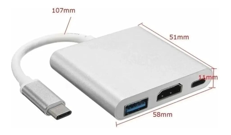 ADAPTADOR USB-C HDMI 3 EN 1 CON PUERTOS USB Y TIPO C - 4