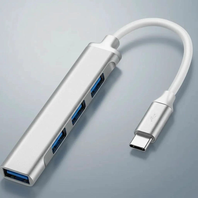 ADAPTADOR HUB USB TIPO C 4 PUERTOS 3.0 COMPACTO - 1