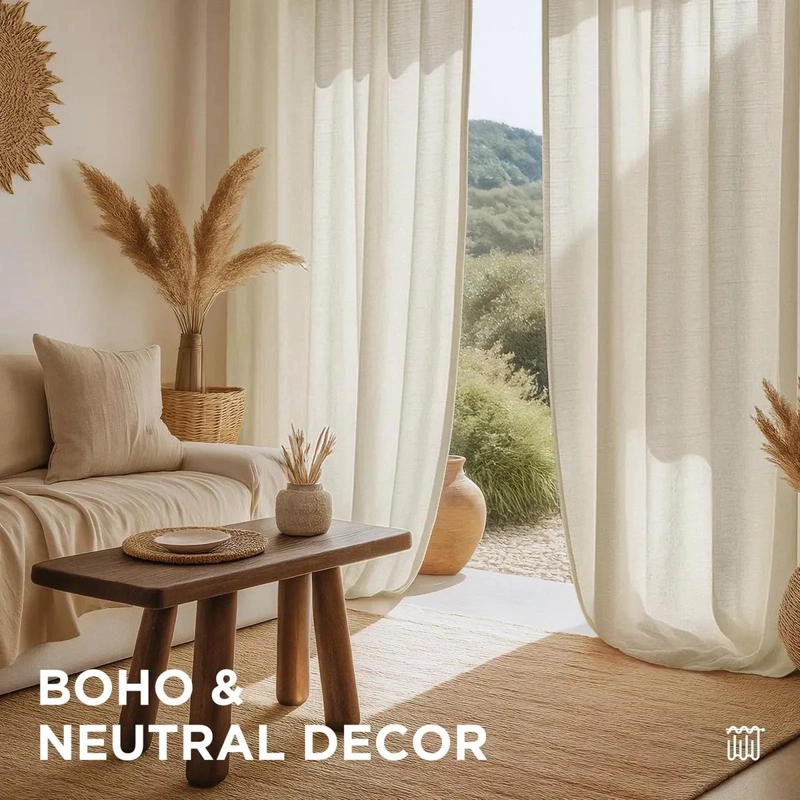CORTINAS DE LINO 2 PANELES 84X52 PULGADAS CON FILTRO DE LUZ - 6