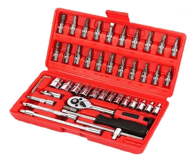 KIT DE HERRAMIENTAS MULTIUSOS 46 PIEZAS ACERO CARBONO - 1