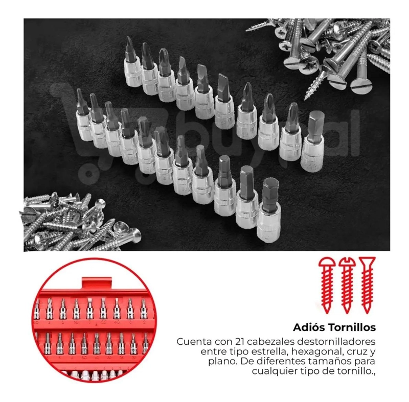 KIT DE HERRAMIENTAS MULTIUSOS 46 PIEZAS ACERO CARBONO - 5
