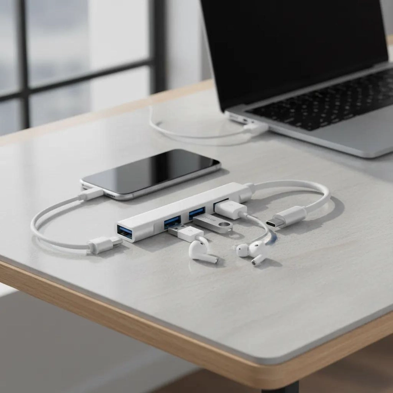 ADAPTADOR USB TIPO C A 4 PUERTOS USB 3.0 COMPACTO - 3
