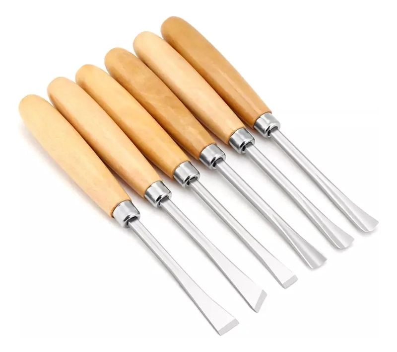 JUEGO DE CINCELES PARA TALLAR MADERA 6 PIEZAS CON MANGOS ERGONOMICOS - 1