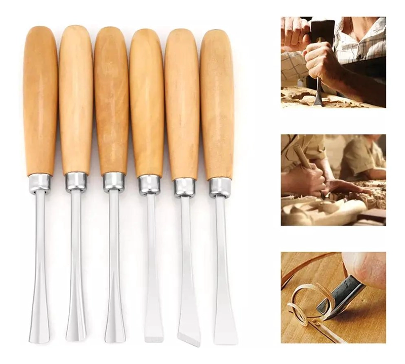 JUEGO DE CINCELES PARA TALLAR MADERA 6 PIEZAS CON MANGOS ERGONOMICOS - 3