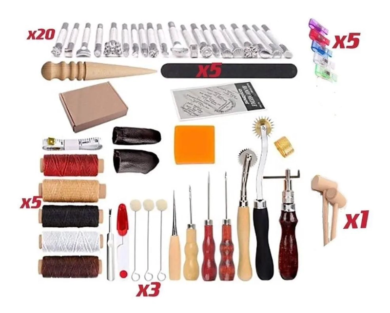 KIT 59 PIEZAS HERRAMIENTAS PARA CUERO Y PIEL - 2