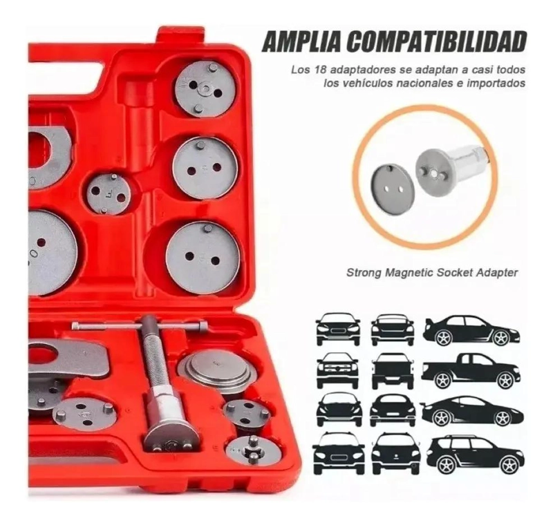 KIT DE HERRAMIENTAS PARA COMPRESION DE PISTONES DE FRENO 21 PIEZAS - 2