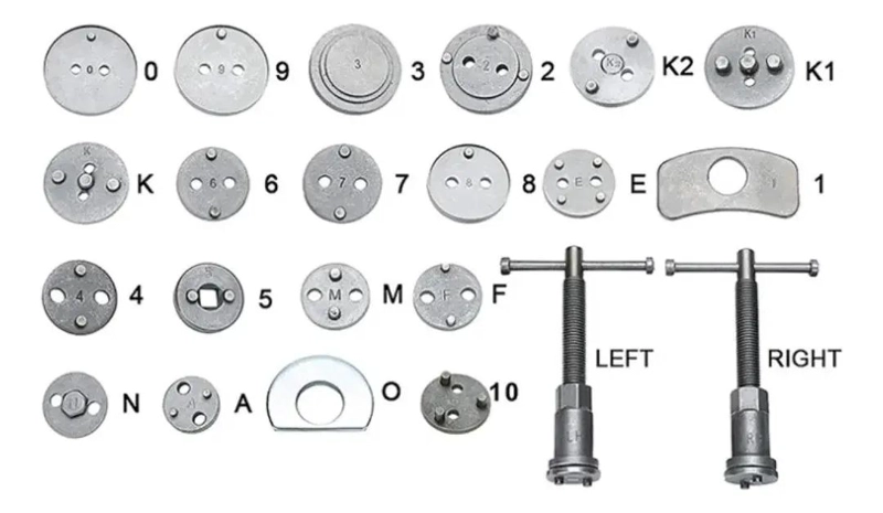 KIT DE HERRAMIENTAS PARA COMPRESION DE PISTONES DE FRENO 21 PIEZAS - 8