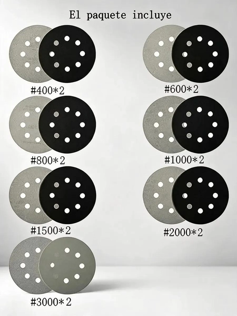 DISCOS DE LIJA VELCRO 5 PULGADAS GRANO 400 A 3000 PARA PULIDO - 3