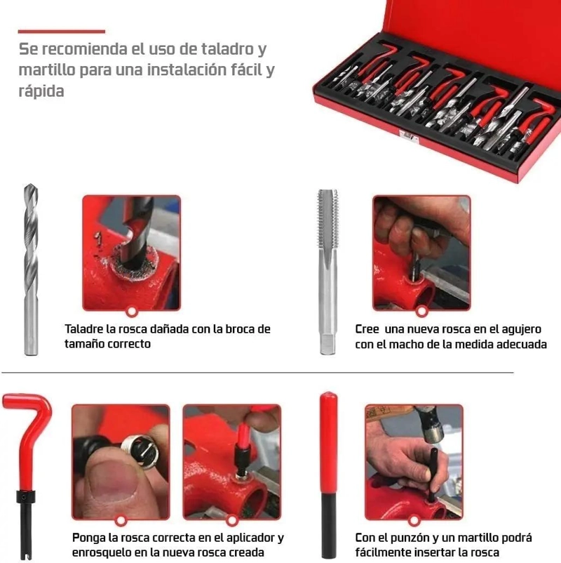 KIT 131 INSERTOS HELICOIL PARA REPARACION DE HILOS - 8